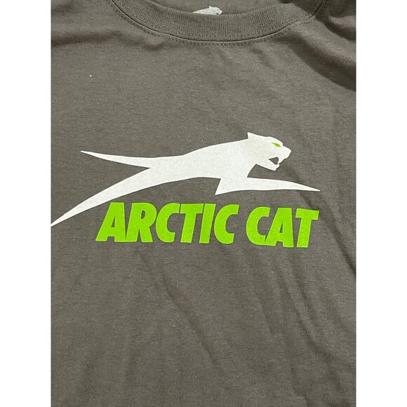 Arctic Cat Gray Grey Youth Size Large Short Sleeve Shirt 100% Cotton Causal - Picture 2 of 4